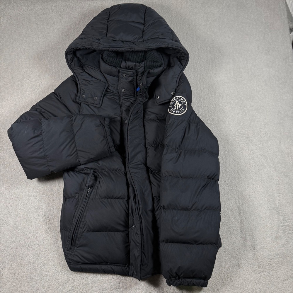 Vintage Abercrombie & Fitch Heavyweight Hooded Down Puffer Jacket Mens M Black